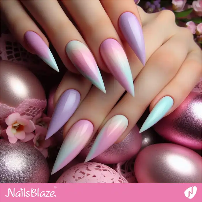 Gradient Goth Stiletto Pastel Nails | Easter Nails - NB3673